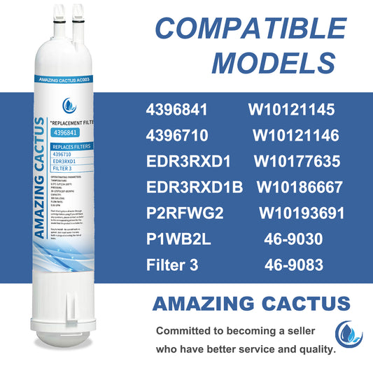 Semeso Replacement Water Filter for 4396841 EDR3RXD1 4396710 Filter 3 46-9083 46-9030 Refrigerator Water Filter