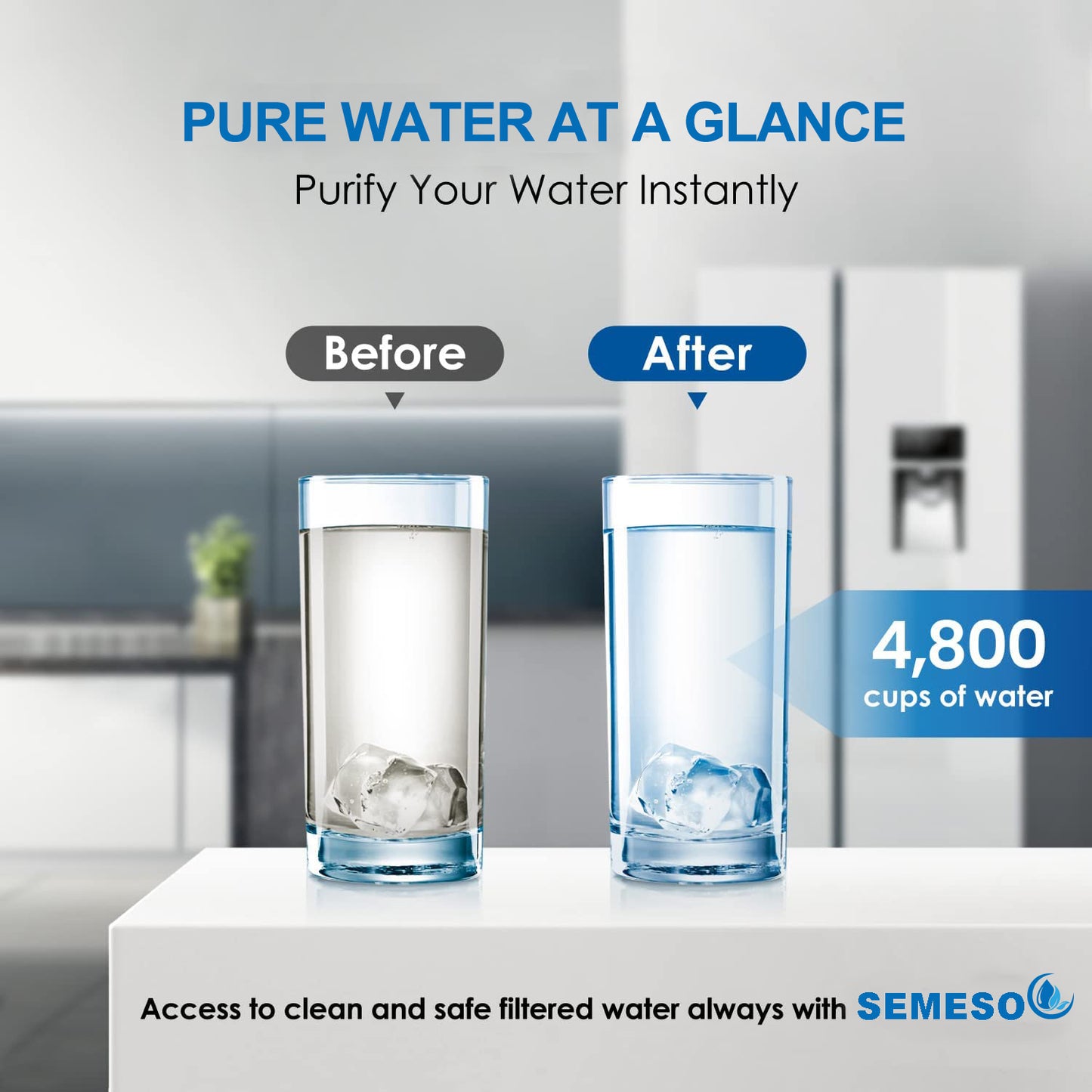 Semeso W10295370A Refrigerator Water Filter for Filter 1, Whirlpool EDR1RXD1, P4RFWB, 46-9930, 46-9081